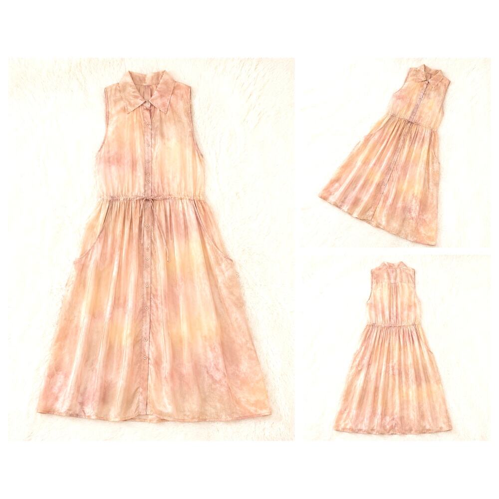 RAQUEL ALLEGRA DAYDREAM SUNSET GAUZE DIP DYE DRESS